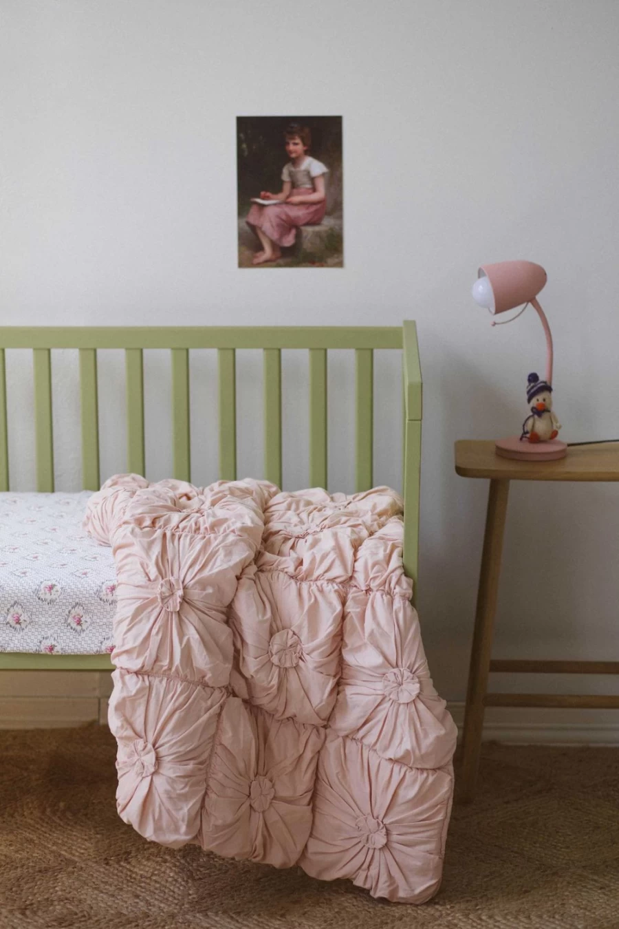 Lazybones Women's Organic Cotton Tuscan Pink Rosette Quilt - Soft & Stylish Cot Bedding