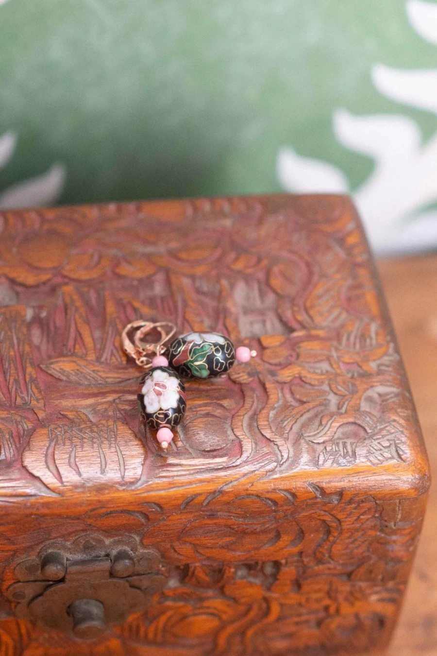 Lazybones Women's Handcrafted Cloisonne Enamel Earrings – Vintage Elegant Jewelry Gift