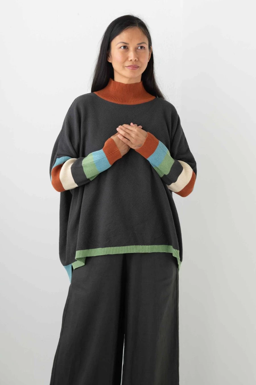 Lazybones Women's Josie Jumper in Charcoal - Comfortable Stylish Knitwear