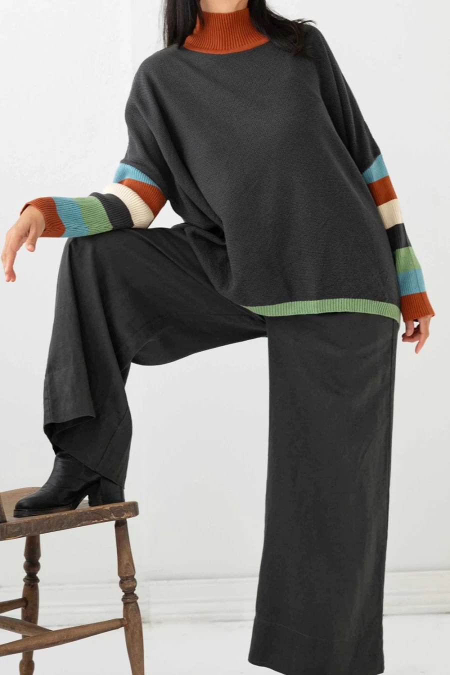 Lazybones Women's Josie Jumper in Charcoal - Comfortable Stylish Knitwear