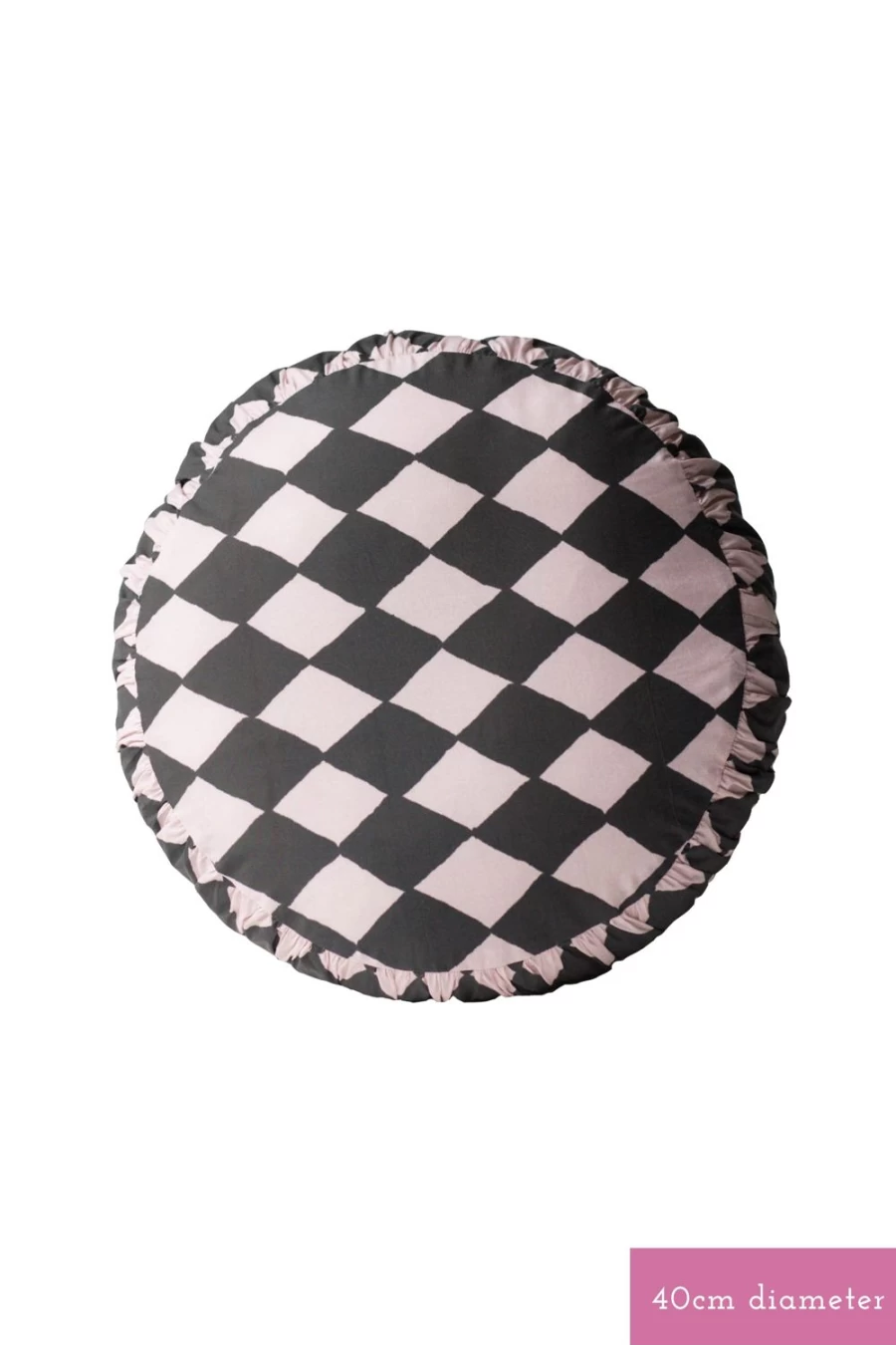 Lazybones Women's Organic Cotton Small Round Cushion Cover with Losange Design