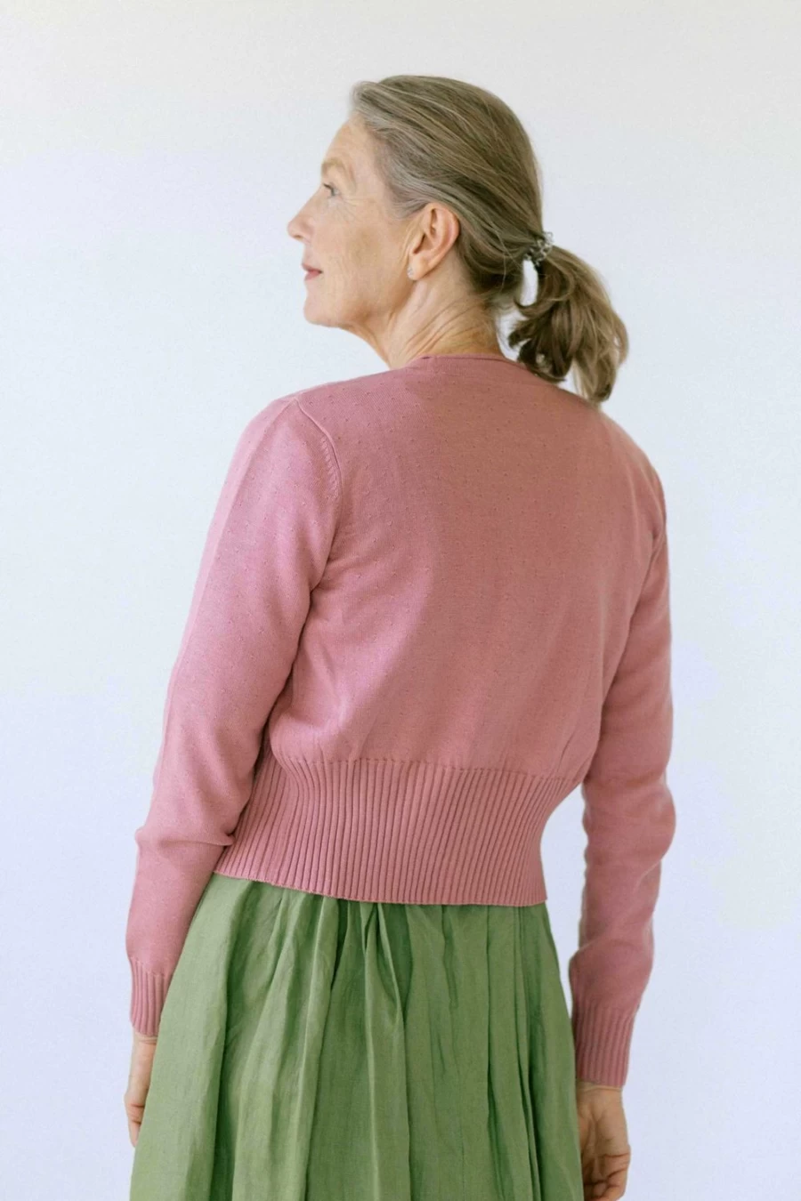 Lazybones Women's Carly Cardigan - Old Rose Organic Cotton Knit Sweater