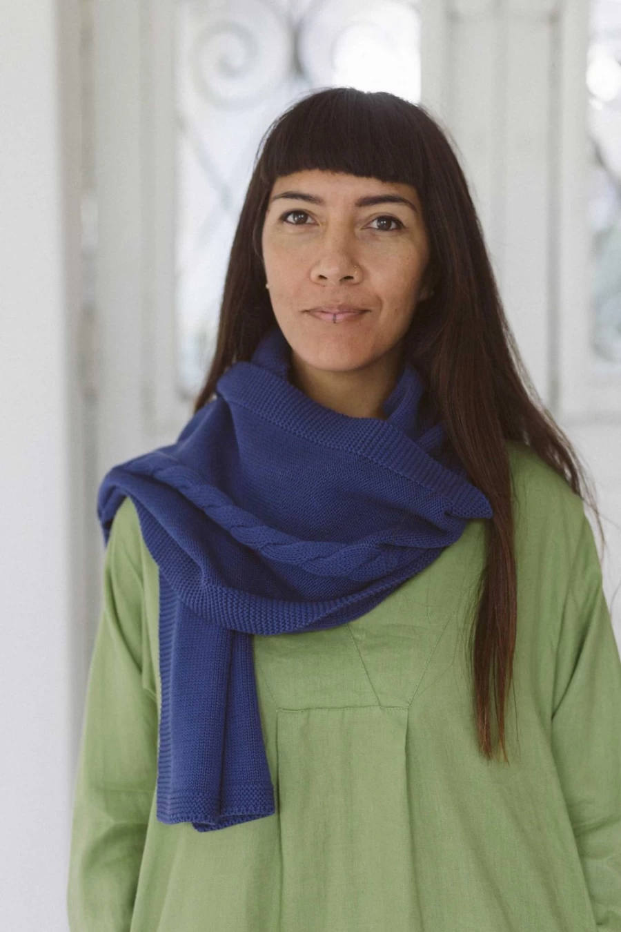 Lazybones Women's Organic Cotton Cable Knit Scarf in Indigo