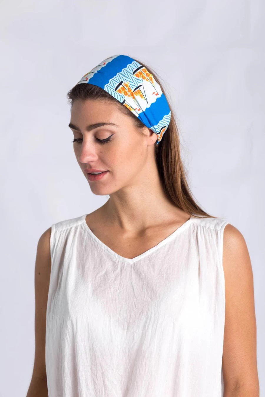 Lazybones Women's Organic Cotton Head Scarf - Seaside Print Beach Accessory