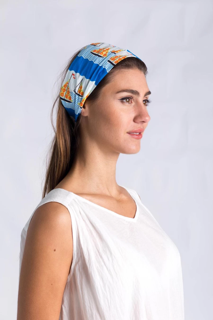Lazybones Women's Organic Cotton Head Scarf - Seaside Print Beach Accessory