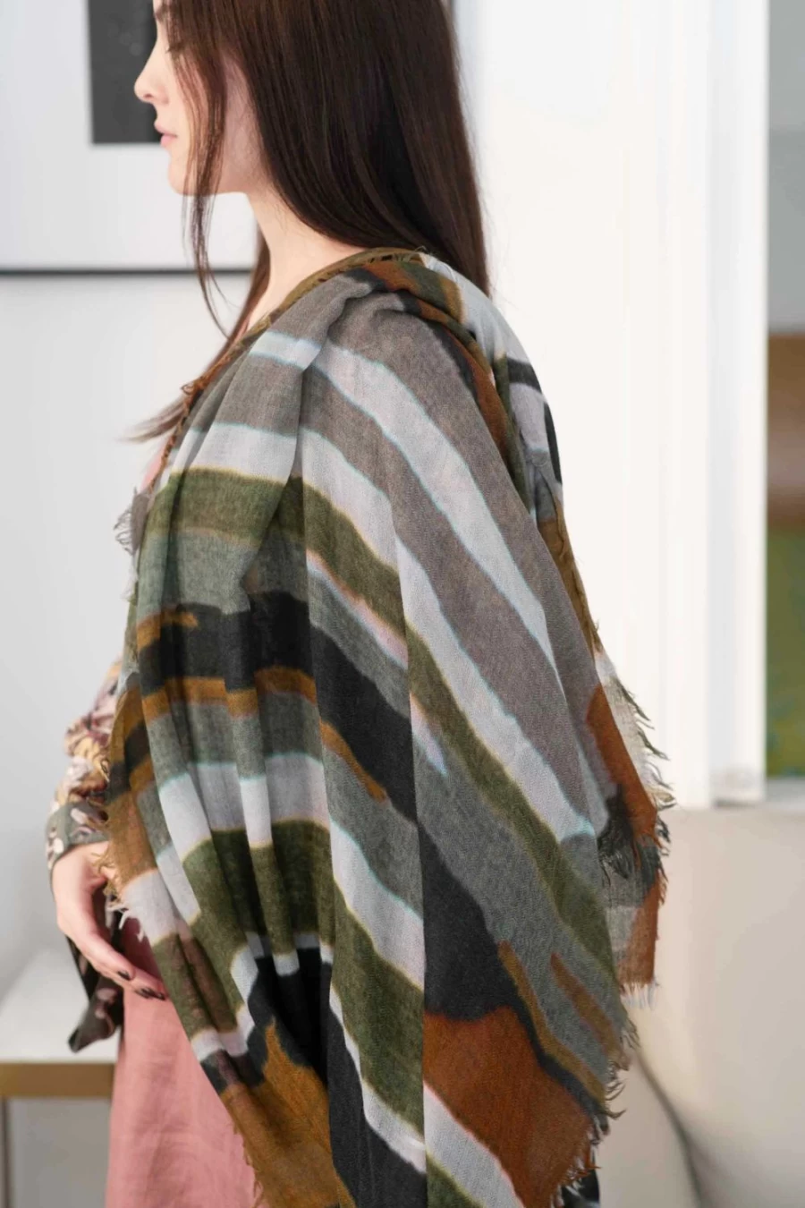 Lazybones Women's Annica Scarf - Woodland Pattern Cozy Winter Accessory