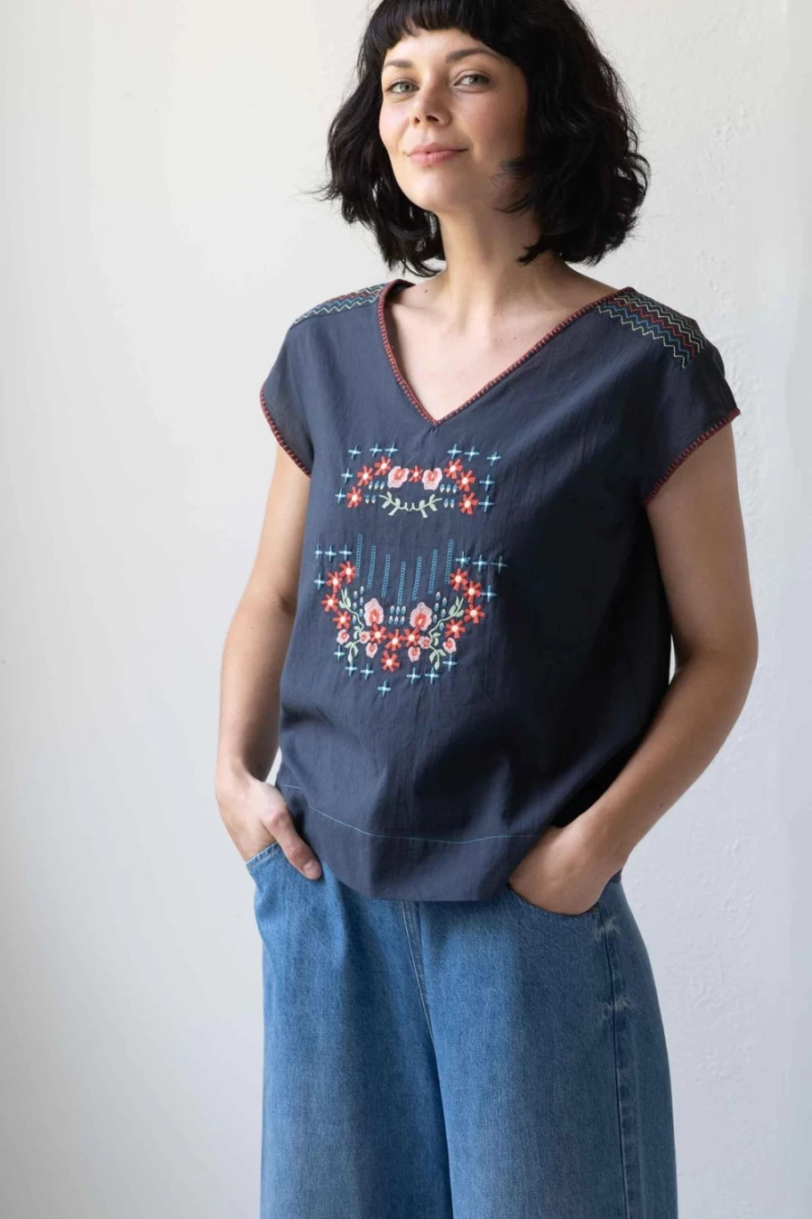 "Lazybones Women's Sarah Top in Parisian Blue - Stylish Casual Blouse"