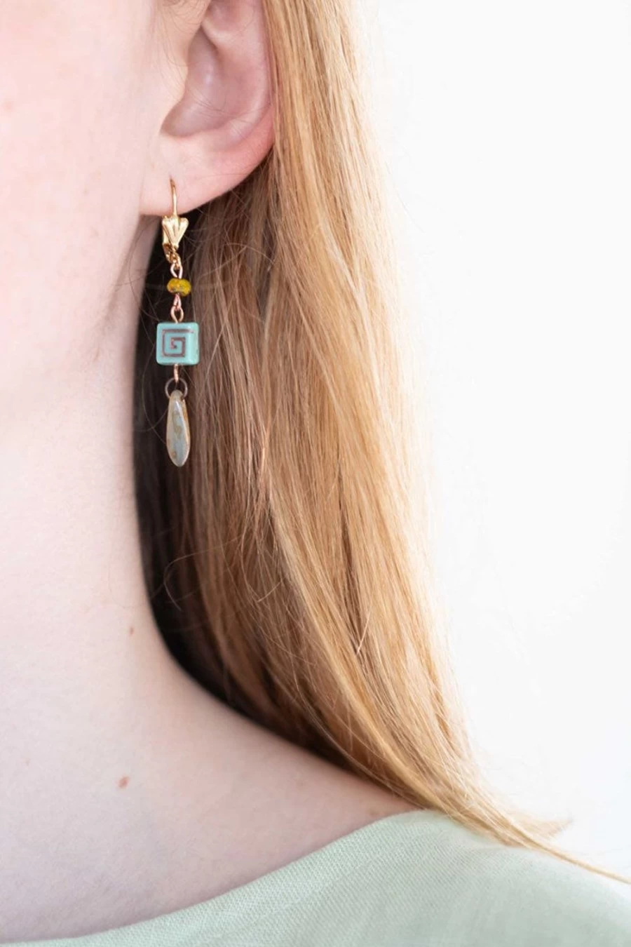 Lazybones Women's Aqua Key Earrings - Elegant Blue Keyhole Design Jewelry for Women