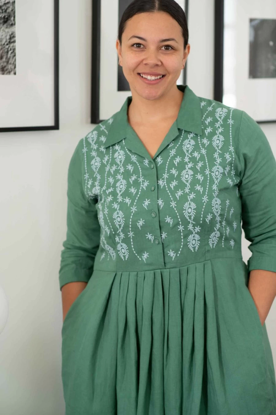 Lazybones Women's Gianna Dress in Evergreen - Elegant & Comfortable Casual Wear