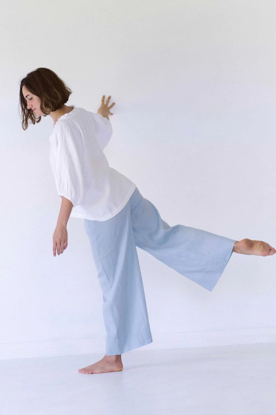Lazybones Women's Ollie Sky Blue Linen Pants for Comfort and Style