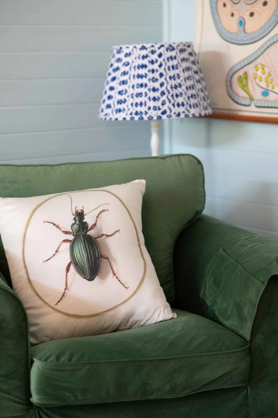 Lazybones Women's Golden Beetle Embroidered Cushion Cover - Bohemian Home Decor