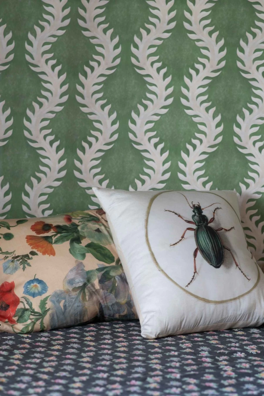 Lazybones Women's Golden Beetle Embroidered Cushion Cover - Bohemian Home Decor