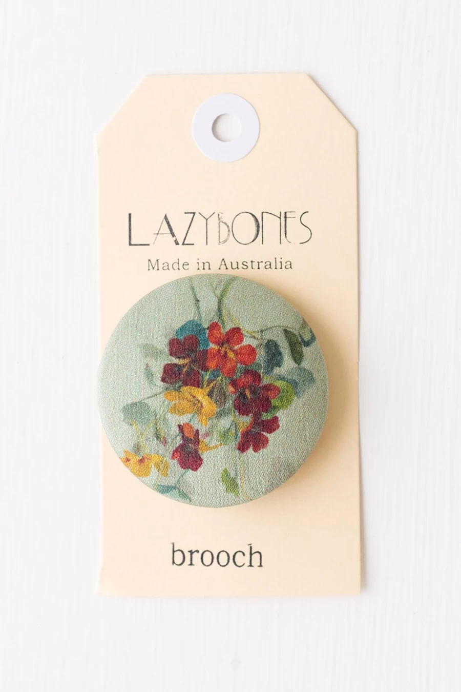 Lazybones Women's Nasturtium Flower Brooch - Handcrafted Floral Pin for Women