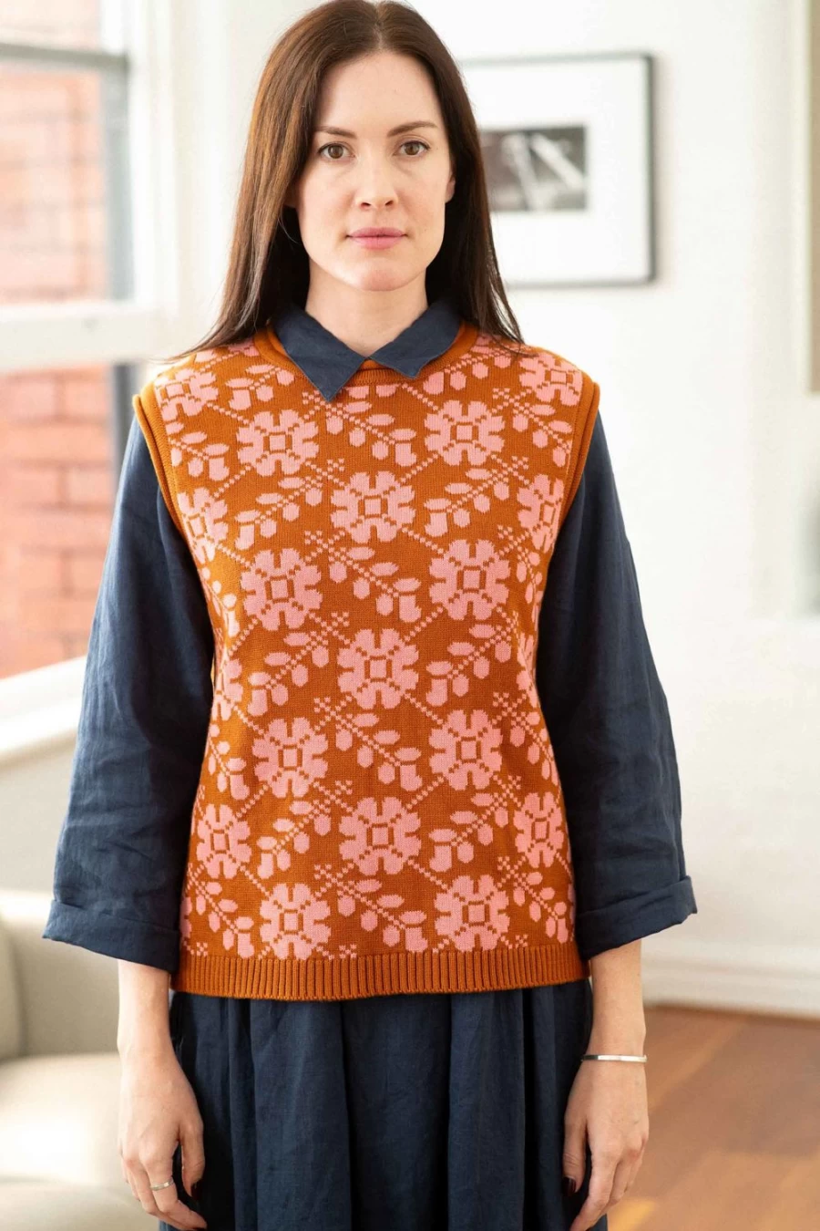 Lazybones Women's Valerie Floral Vest - Organic Cotton Boho Style
