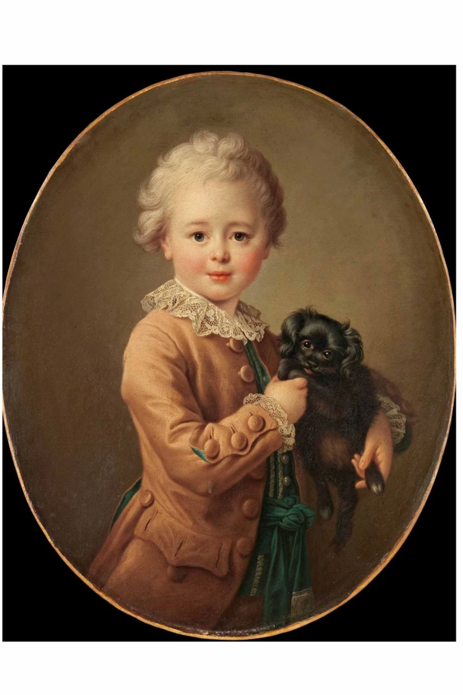 "Lazybones Women's Art Print - Charming Boy With Spaniel Dog Painting"