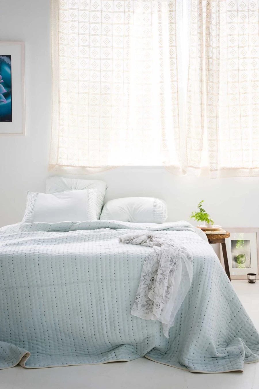Lazybones Women's Organic Cotton Rosette Pillowcase Set - Chalk Blue