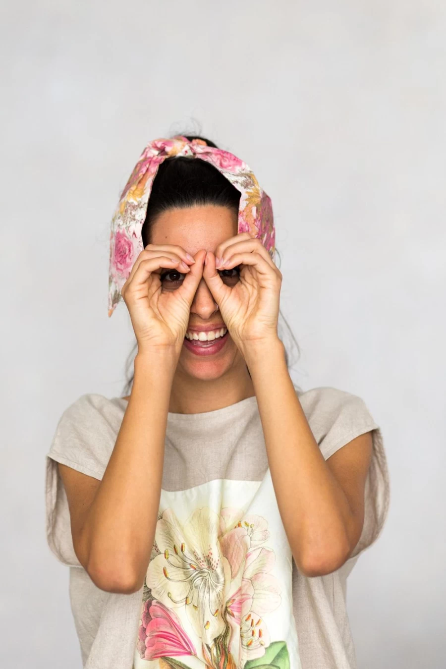 Lazybones Women's Peony Scrunchie Scarf Hair Accessory - Floral Print Fashion Scarf Hair Tie