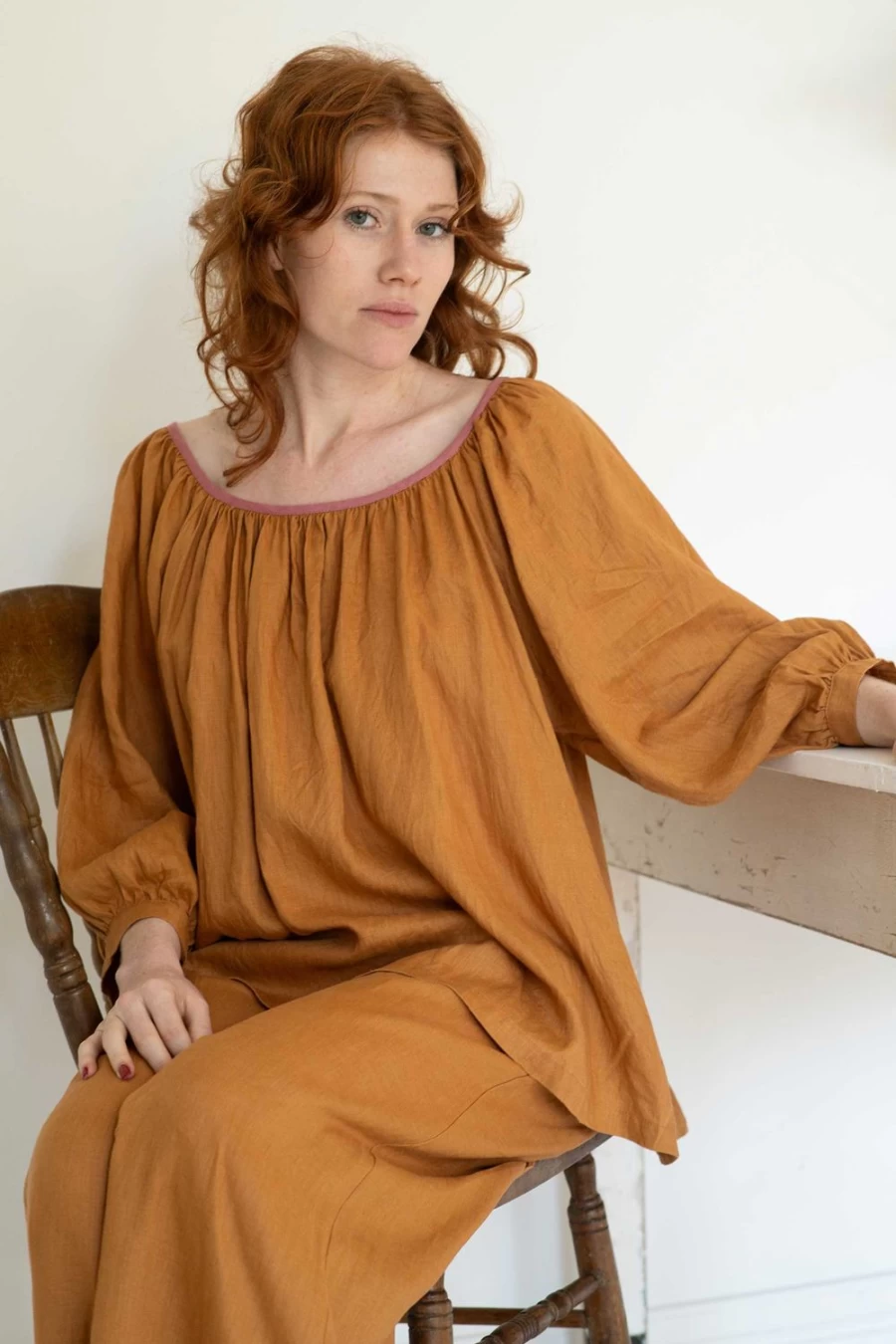 Lazybones Women's Hetti Linen Top in Caramel - Comfortable & Stylish Blouse