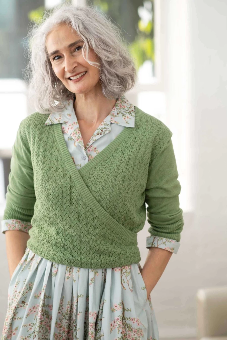 Lazybones Women's Imogen Wrap Cardigan in Cottage Green - Cozy Knit Sweater