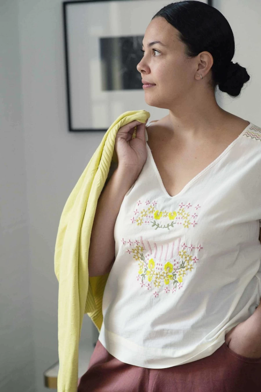 "Lazybones Women's Sarah Top in Creamy White | Soft Comfortable Blouse"