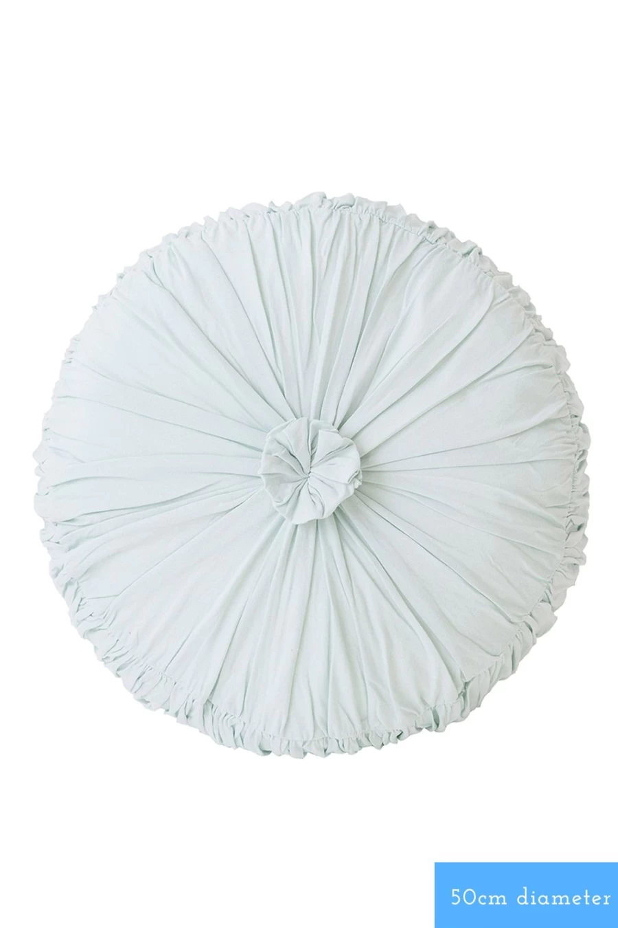 "Lazybones Women's Organic Cotton Rosette Round Cushion Cover - Chalk Blue"