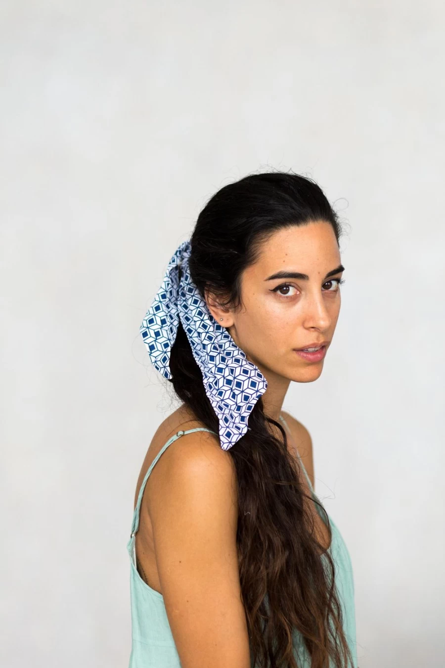 Lazybones Women's Diamond Pattern Scrunchie Scarf - Stylish Hair Accessory & Neck Wrap