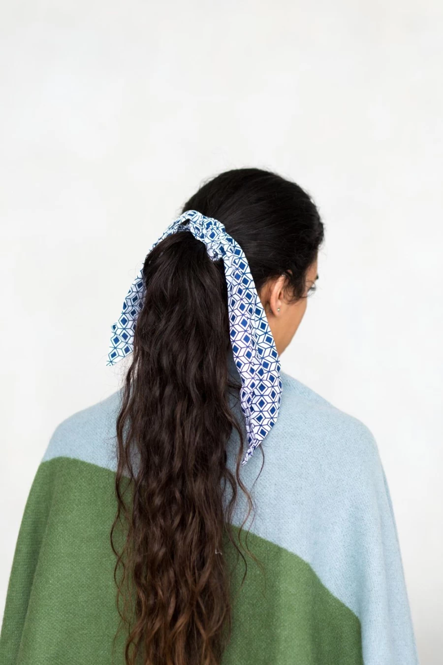 Lazybones Women's Diamond Pattern Scrunchie Scarf - Stylish Hair Accessory & Neck Wrap