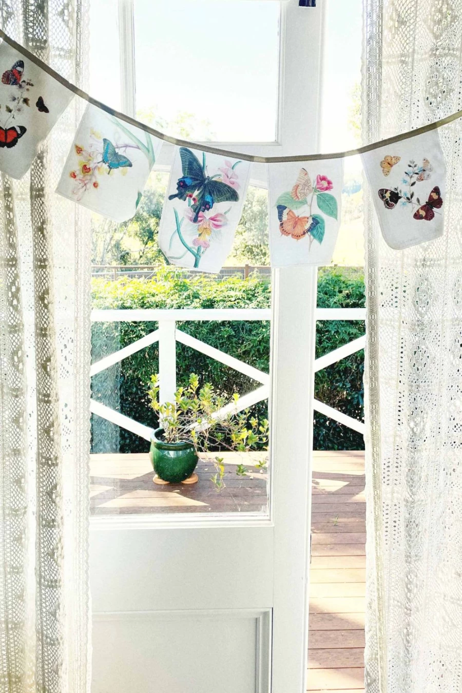 Lazybones Women's Organic Cotton Butterflies Garland - Handmade Floral Decor for Boho Home